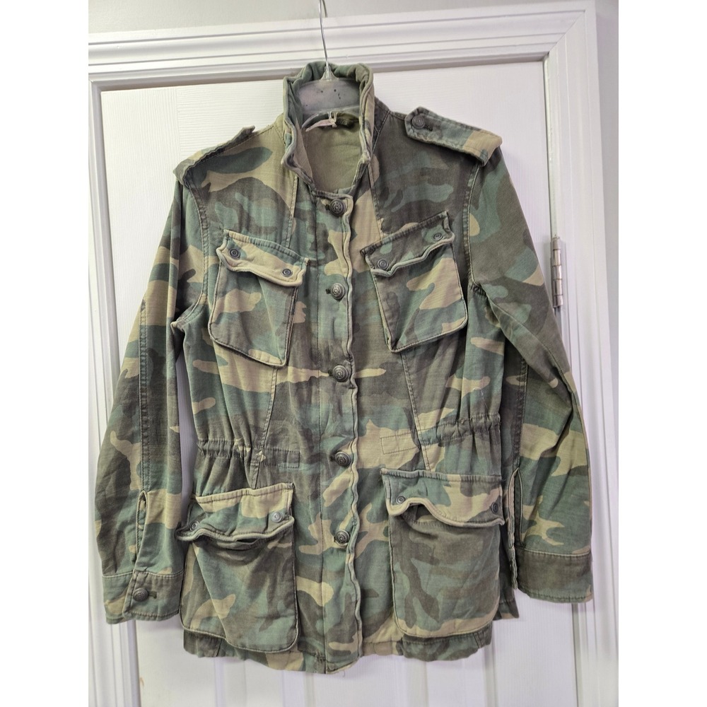 Free People Not Your Brothers Surplus Jacket Camo Utility Military Green XS